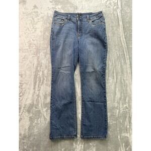 Lee Jeans Womens Sz 12 Blue mid Rise Bootcut Western Faded Whiskered Cowgirl